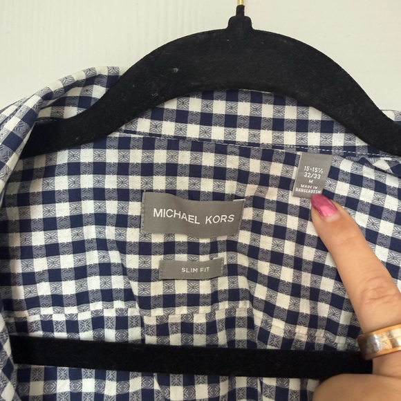 Michael Kors Navy and White Checkered Shirt - Picture 3 of 6